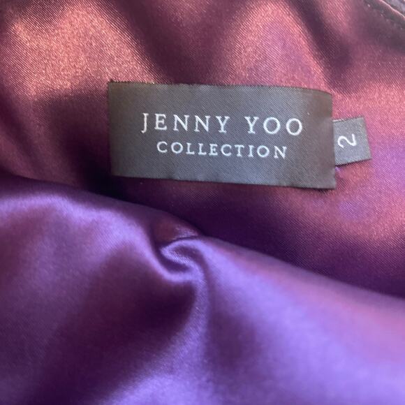 Jenny Yoo Hammered Satin One Shoulder Dress Plum Size 2 - Picture 7 of 7